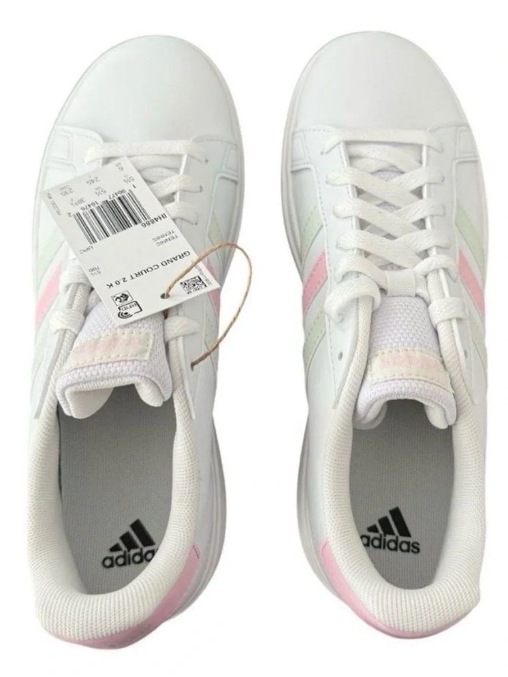 NWT Adidas Grand Court 2.0 K Pastel Sneakers White Pink Youth 6 Fits Women 7.5